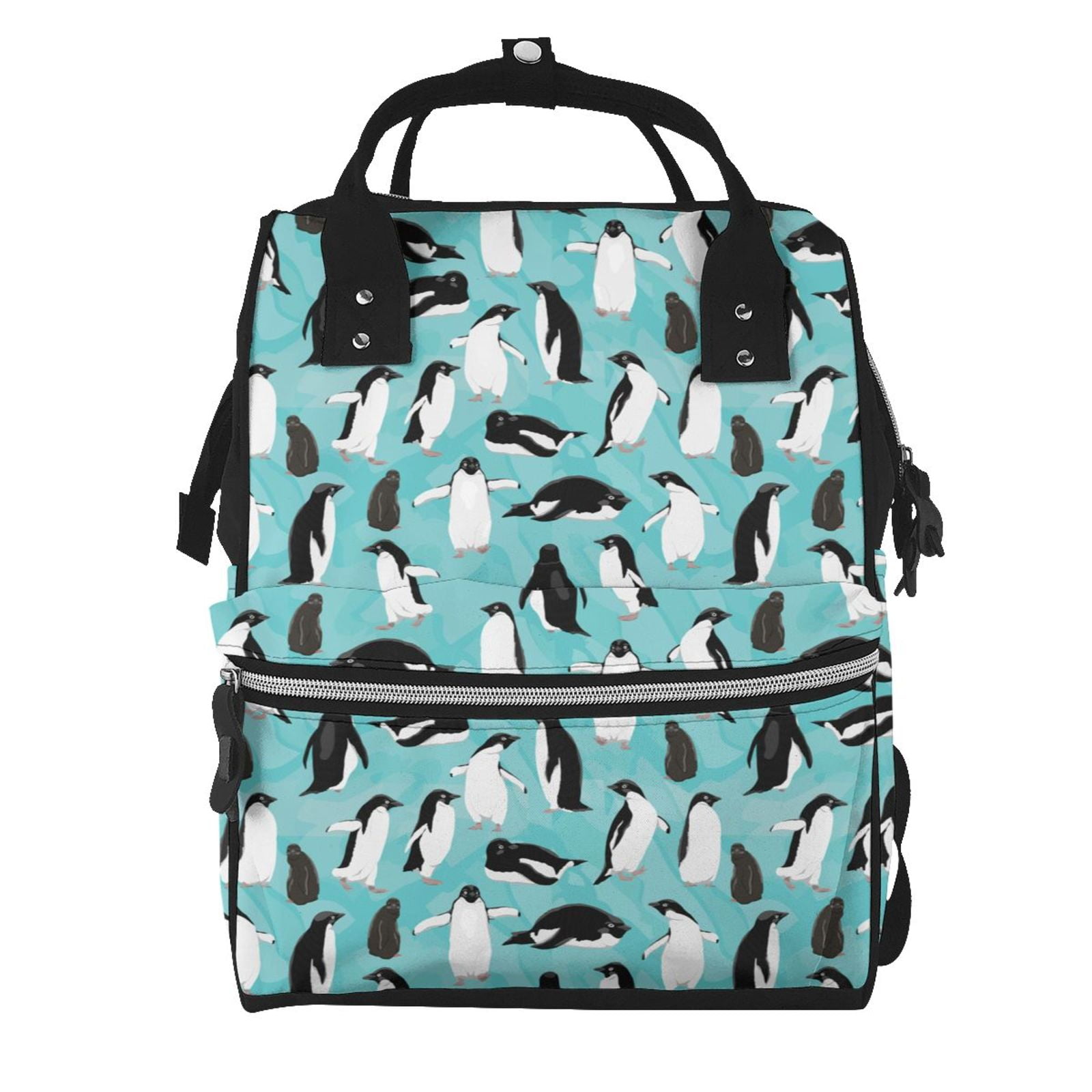 Ratiio Penguins Mummy Backpack - Waterproof Twill Canvas, Large Capacity Diaper Bag with Multiple Pockets and Adjustable Straps