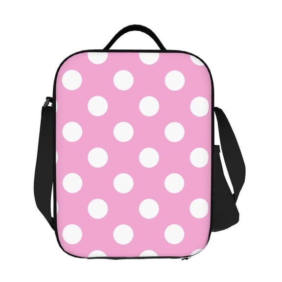 Ratiio Pink And White Polka Dot Print Lunch Box - Reusable Lunch Bag Men Adult Women- Insulated LunchBox