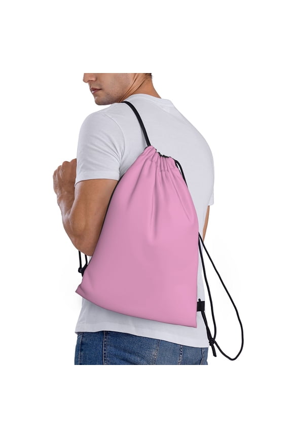 Pink Print Drawstring Backpack Bag Sport Gym Sackpack Heavy Duty String Backpack for Men Women