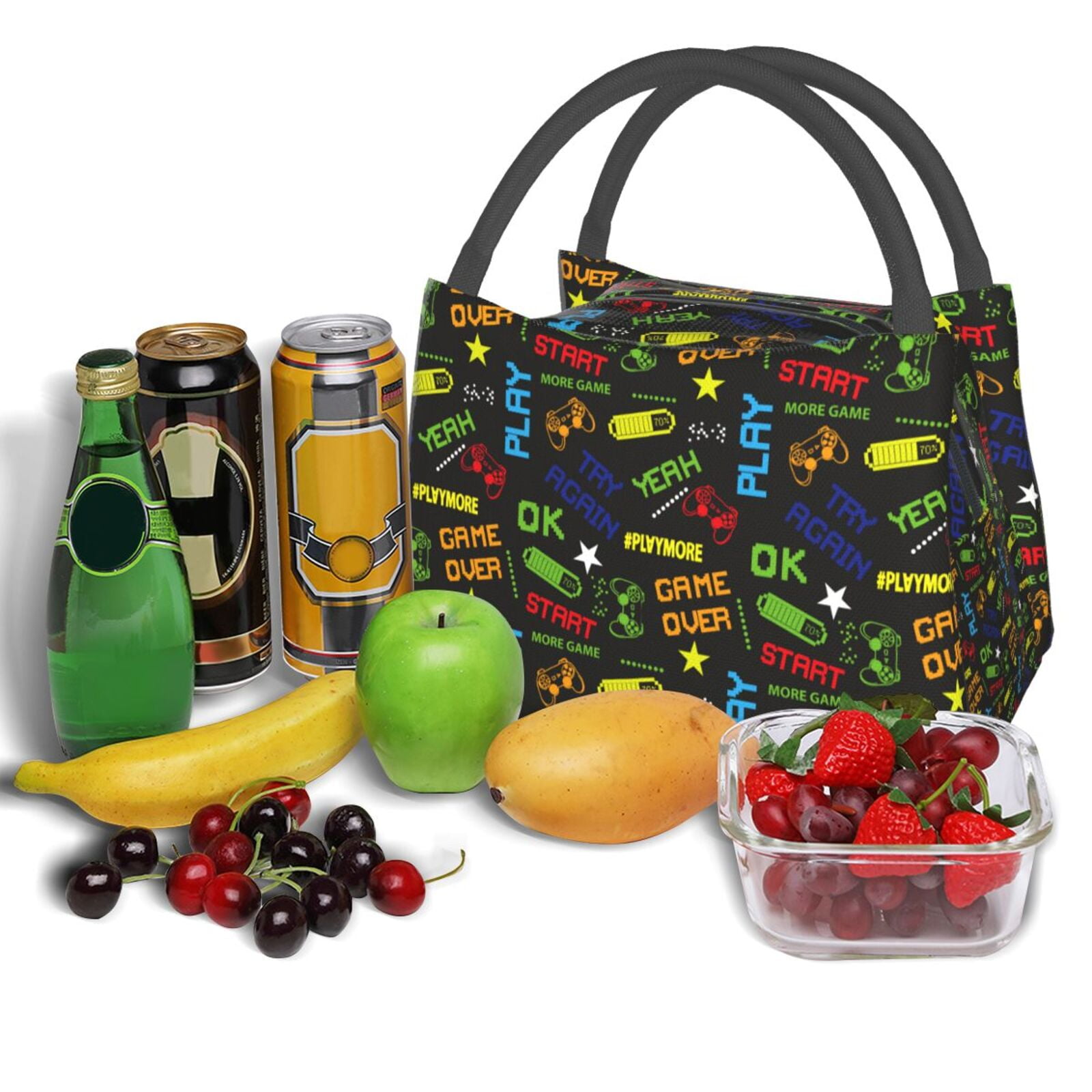 Ratiio Pixel Game Pattern Portable Insulation Lunch Bag, Insulated Food ...
