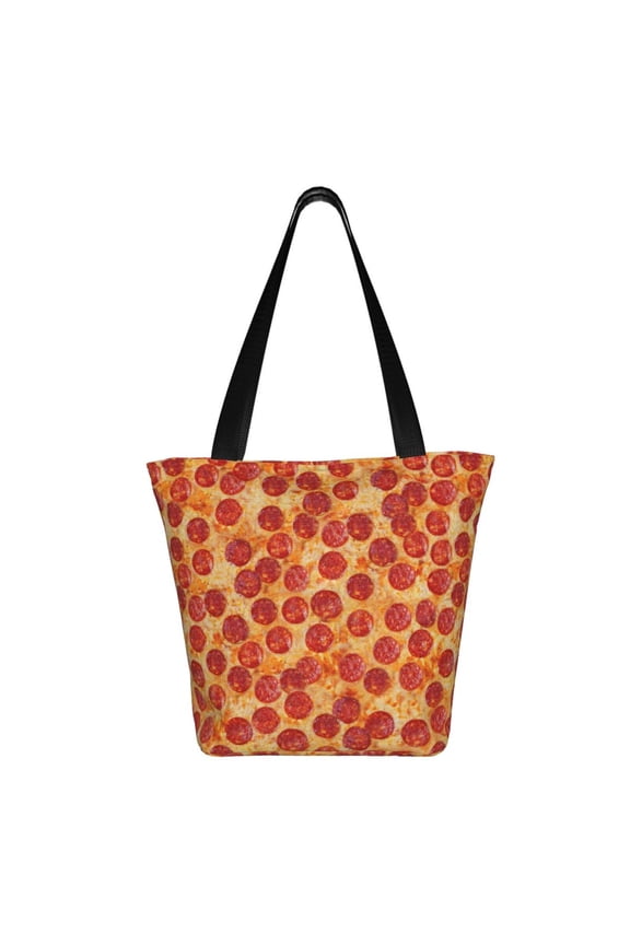 Pizza Print Shoulder Bag for Women, Polyester Crossbody Purse Lightweight Handbag for Daily Travel and Casual Use