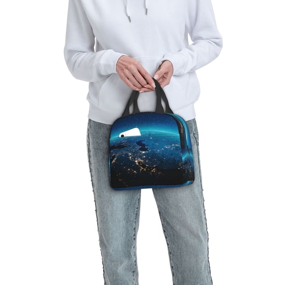 Ratiio Planet Earth Print Lunch Bag Lunch Box Insulated Lunch Bag Adult Lunch Box for Men and Women