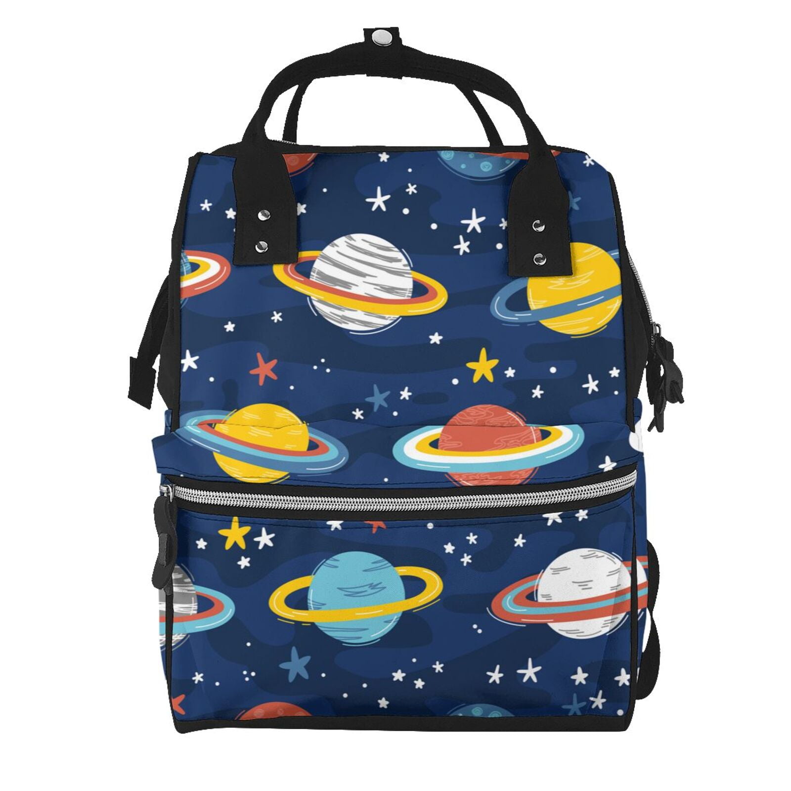 Ratiio Planets and Stars Mummy Backpack - Waterproof Twill Canvas, Large Capacity Diaper Bag with Multiple Pockets and Adjustable Straps
