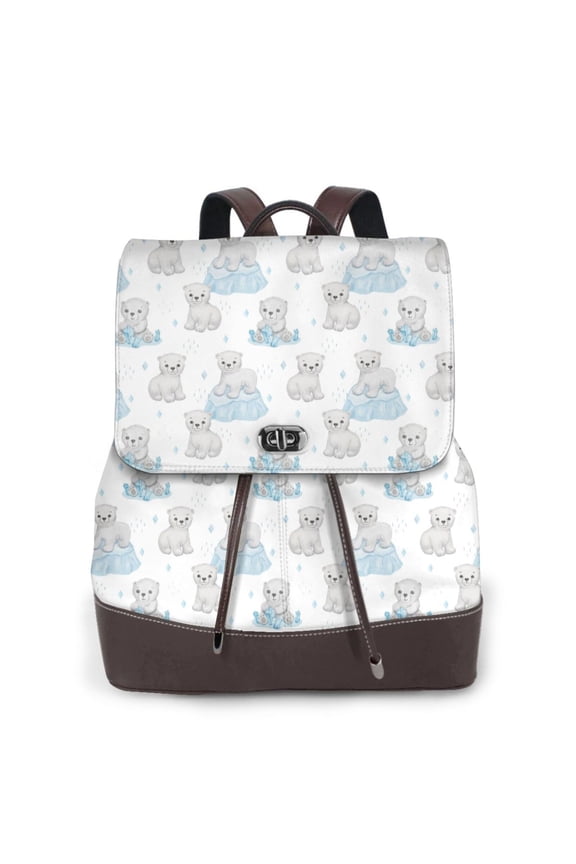 Playful Polar Bear Pals Pattern Womens Backpack Purse Leather Backpack Purse for Women Travel Fashion Backpack Designer Ladies Shoulder Bags