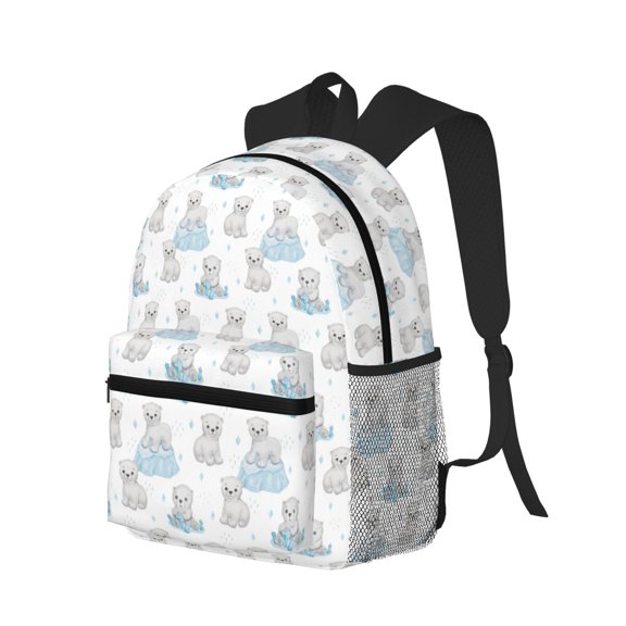 Ratiio Playful Polar Bear Pals Print Casual Backpack for Men and Women, Water Resistant Oxford Fabric School Bag Lightweight Travel Daypack