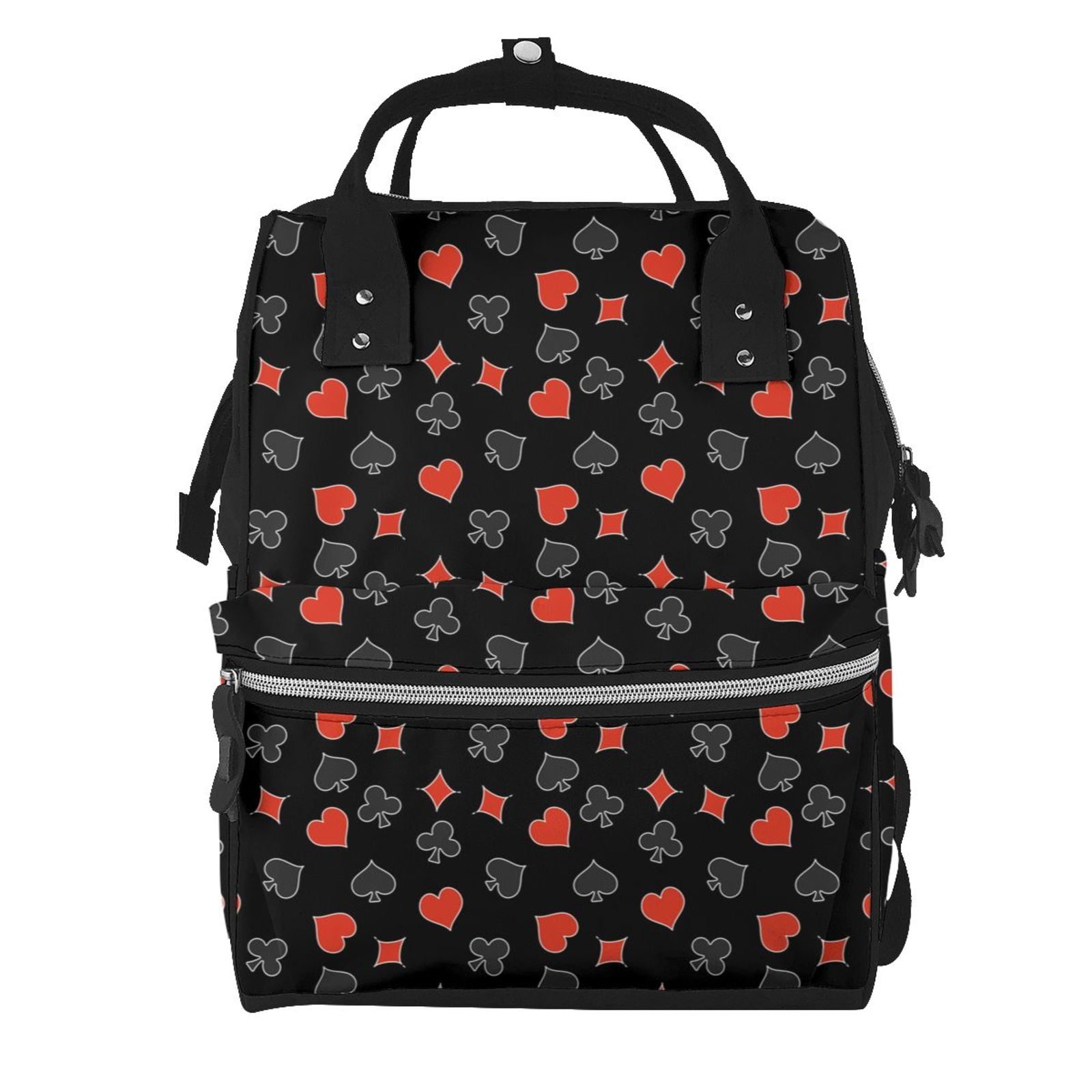 Ratiio Poker Creative Symbols Mummy Backpack - Waterproof Twill Canvas, Large Capacity Diaper Bag with Multiple Pockets and Adjustable Straps