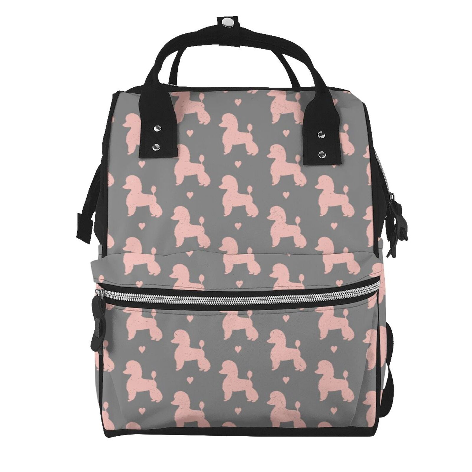 Ratiio Poodle Dog Mummy Backpack - Waterproof Twill Canvas, Large Capacity Diaper Bag with Multiple Pockets and Adjustable Straps
