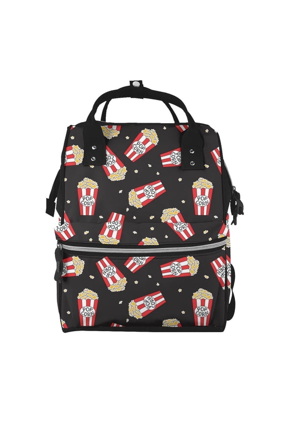 Popcorn Mummy Backpack - Waterproof Twill Canvas, Large Capacity Diaper Bag with Multiple Pockets and Adjustable Straps