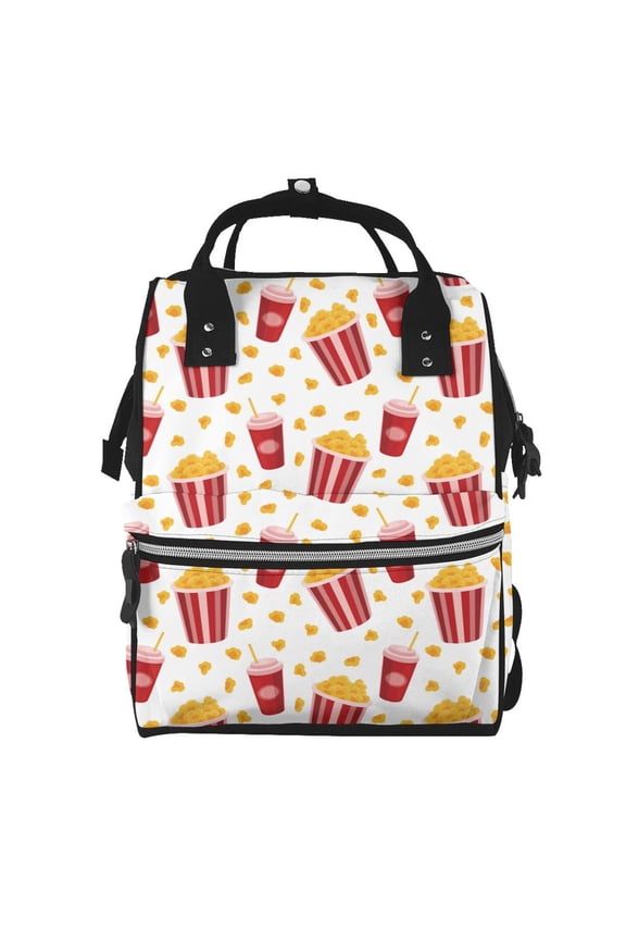 Popcorn Mummy Backpack - Waterproof Twill Canvas, Large Capacity Diaper Bag with Multiple Pockets and Adjustable Straps
