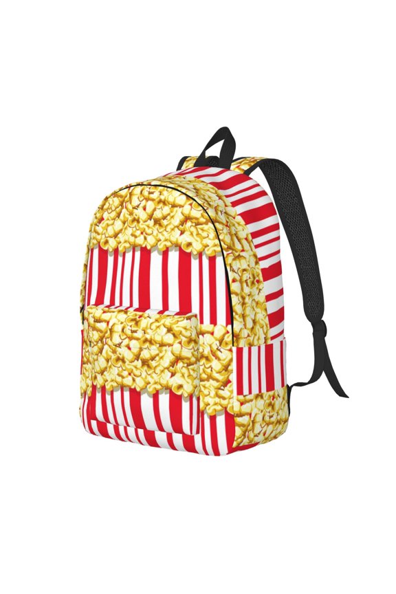 Popcorn Print Canvas Backpack for Women & Men Retro Aesthetic Rucksack Basic Backpack for High School/College Students Travel Laptop Bag