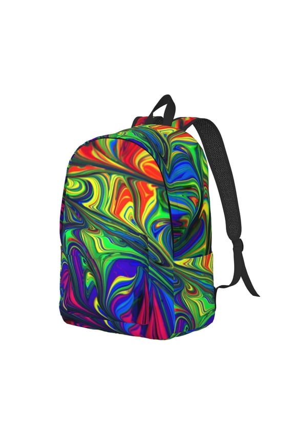 Pride Rainbow Print Canvas Backpack for Women & Men Retro Aesthetic Rucksack Basic Backpack for High School/College Students Travel Laptop Bag