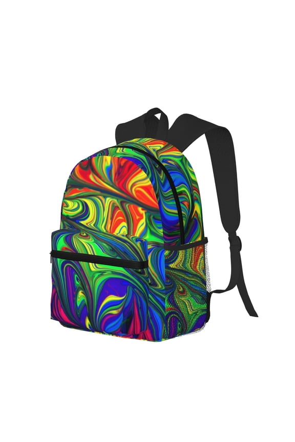 Pride Rainbow Print Casual Backpack for Men and Women, Water Resistant Oxford Fabric School Bag Lightweight Travel Daypack