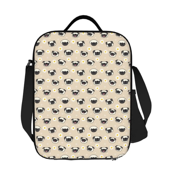 Ratiio Pug Dog Face Print Lunch Box - Reusable Lunch Bag Men Adult Women- Insulated LunchBox