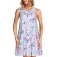 thumbnail image 1 of Ratiio Purple Butterfly Pattern Women's Sleeveless Dress - Casual Summer Dress with Pockets, Above Knee Length, Round Neck, Ideal for Beach, Vacation, Work, 1 of 8