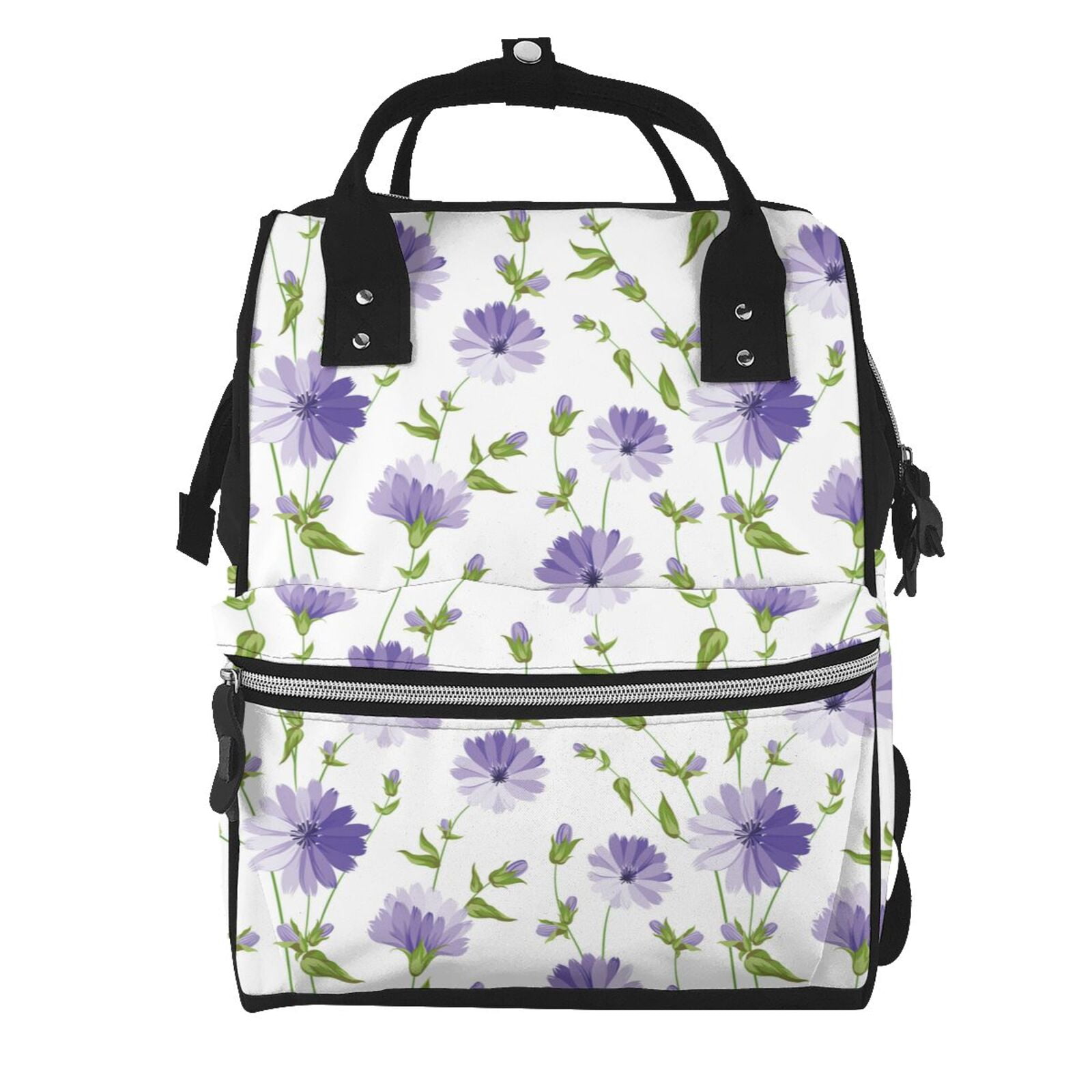 Ratiio Purple Chicory Mummy Backpack - Waterproof Twill Canvas, Large Capacity Diaper Bag with Multiple Pockets and Adjustable Straps