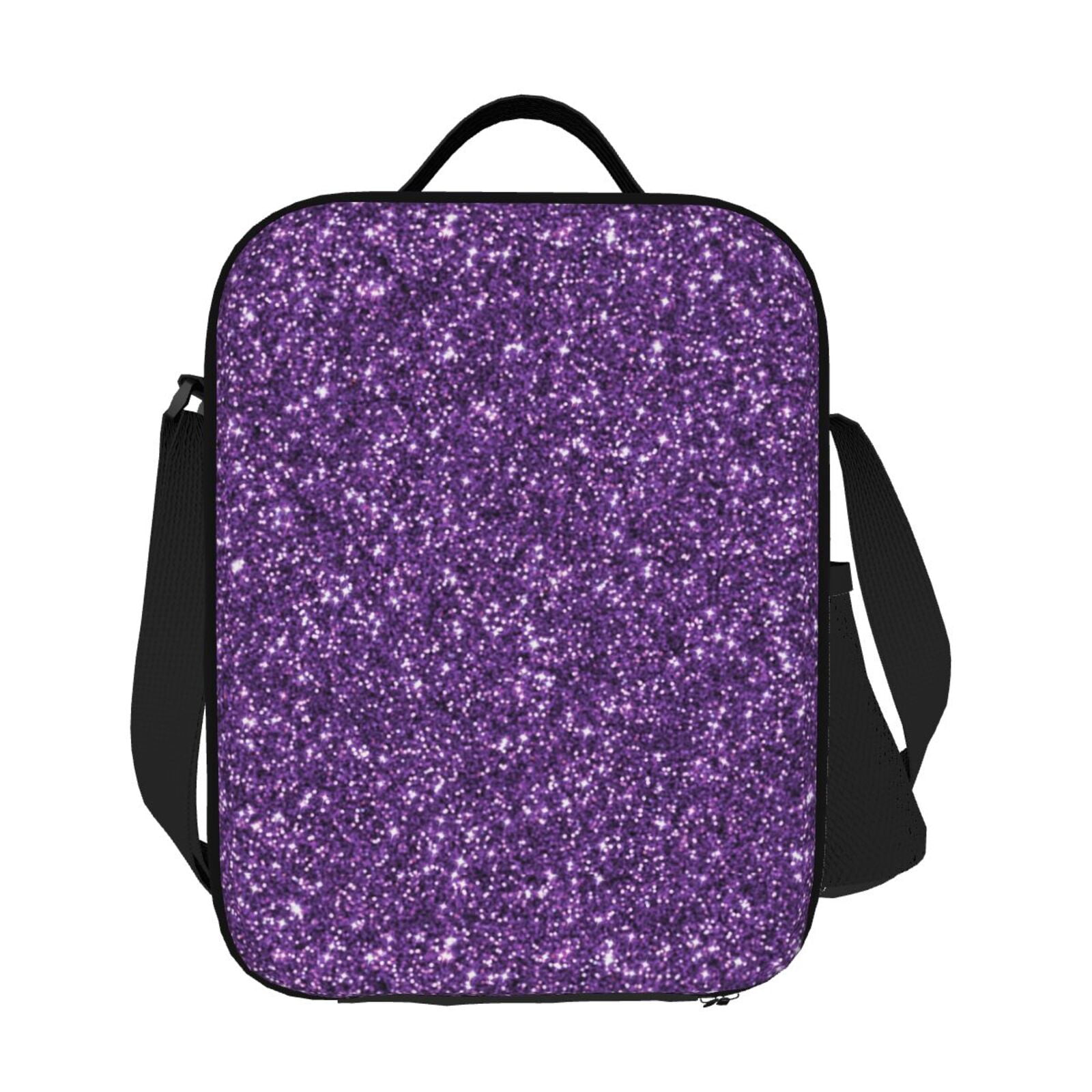 Ratiio Purple Glitter Print Lunch Box - Reusable Lunch Bag Men Adult Women- Insulated LunchBox