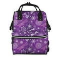 thumbnail image 1 of Ratiio Purple Snowflakes Mummy Backpack - Waterproof Twill Canvas, Large Capacity Diaper Bag with Multiple Pockets and Adjustable Straps, 1 of 5