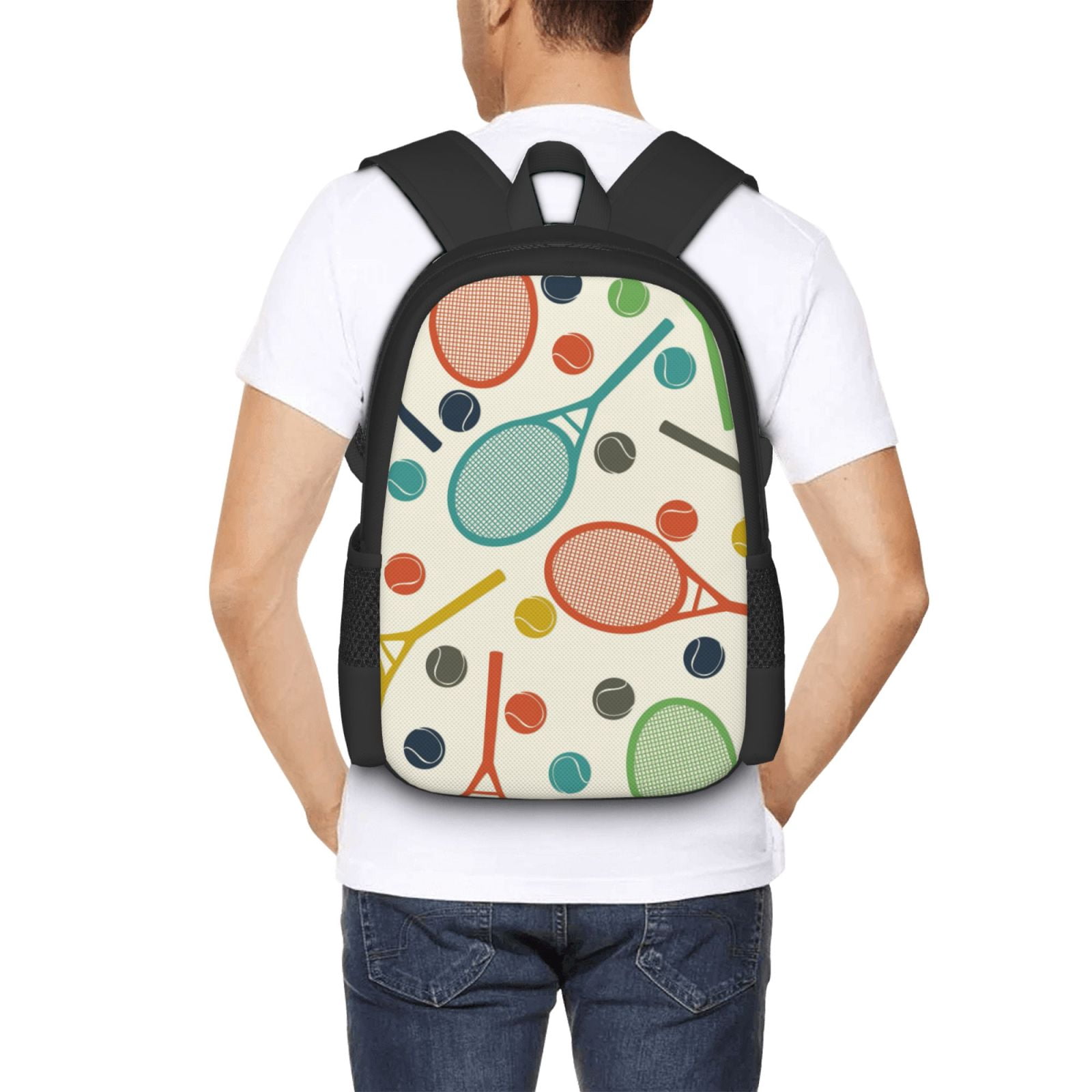Ratiio Racket and Tennis Ball Backpack for Men and Women - Durable 600D Oxford Cloth -Large Capacity, Water-Resistant School, Travel, and Hiking Bag