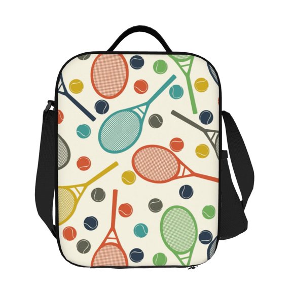 Ratiio Racket and Tennis Ball Print Lunch Box - Reusable Lunch Bag Men Adult Women- Insulated LunchBox