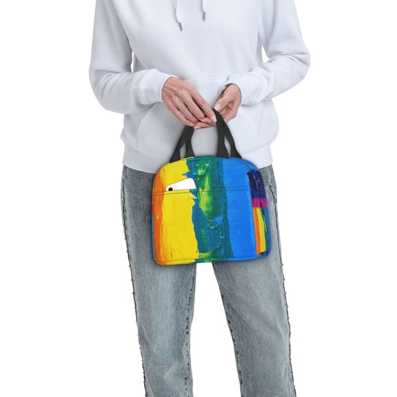Ratiio Rainbow Colored Print Lunch Bag Lunch Box Insulated Lunch Bag Adult Lunch Box for Men and Women