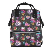 Ratiio Rainbow Unicorn And Cat Icecream Mummy Backpack - Waterproof Twill Canvas, Large Capacity Diaper Bag with Multiple Pockets and Adjustable Straps