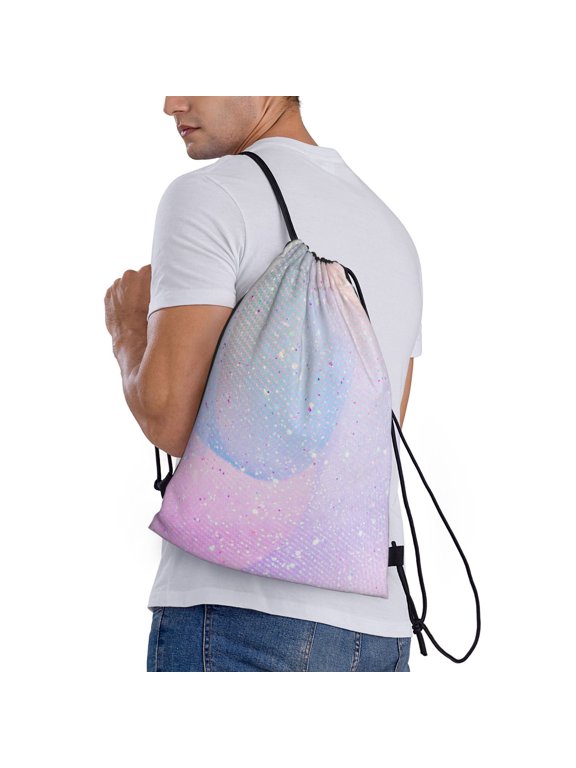 Rainbow Unicorn Party Print Drawstring Backpack Bag Sport Gym Sackpack Heavy Duty String Backpack for Men Women
