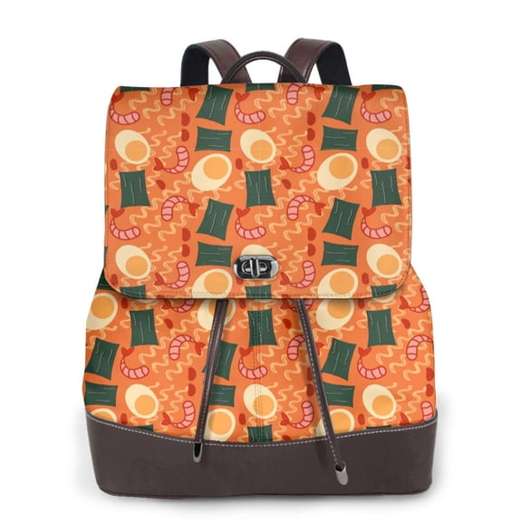 Ratiio Ramen Noodle Soup Pattern Womens Backpack Purse Leather Backpack Purse for Women Travel Fashion Backpack Designer Ladies Shoulder Bags