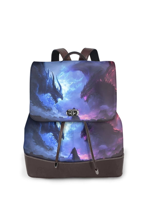 Red And Blue Fire Dragon Pattern Womens Backpack Purse Leather Backpack Purse for Women Travel Fashion Backpack Designer Ladies Shoulder Bags