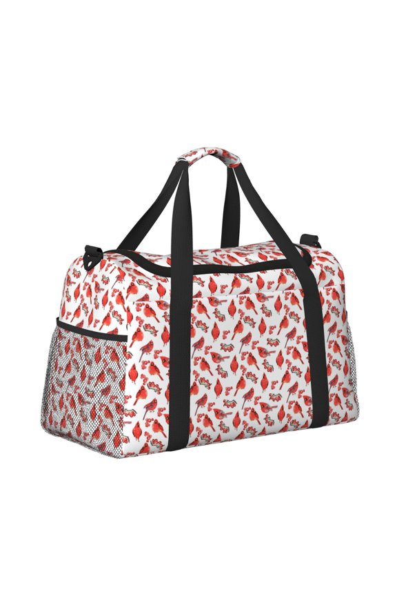 Red Birds Pattern Hand Travel Bag, Weekender Carry On for Women Men, Sports Gym Bag, Workout Duffel Bag, Overnight Shoulder Bag fit 15.6 Inch Laptop