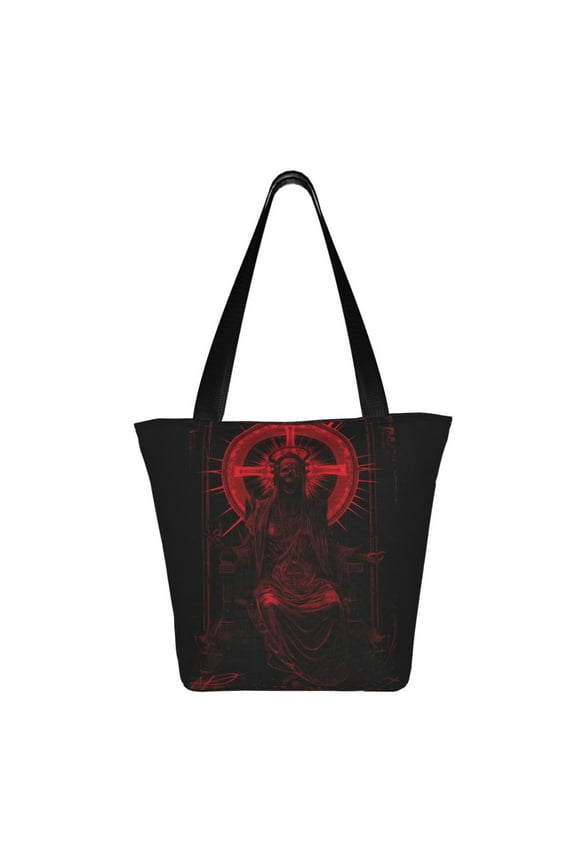 Red Gothic Skeleton Throne Print Shoulder Bag for Women, Polyester Crossbody Purse Lightweight Handbag for Daily Travel and Casual Use