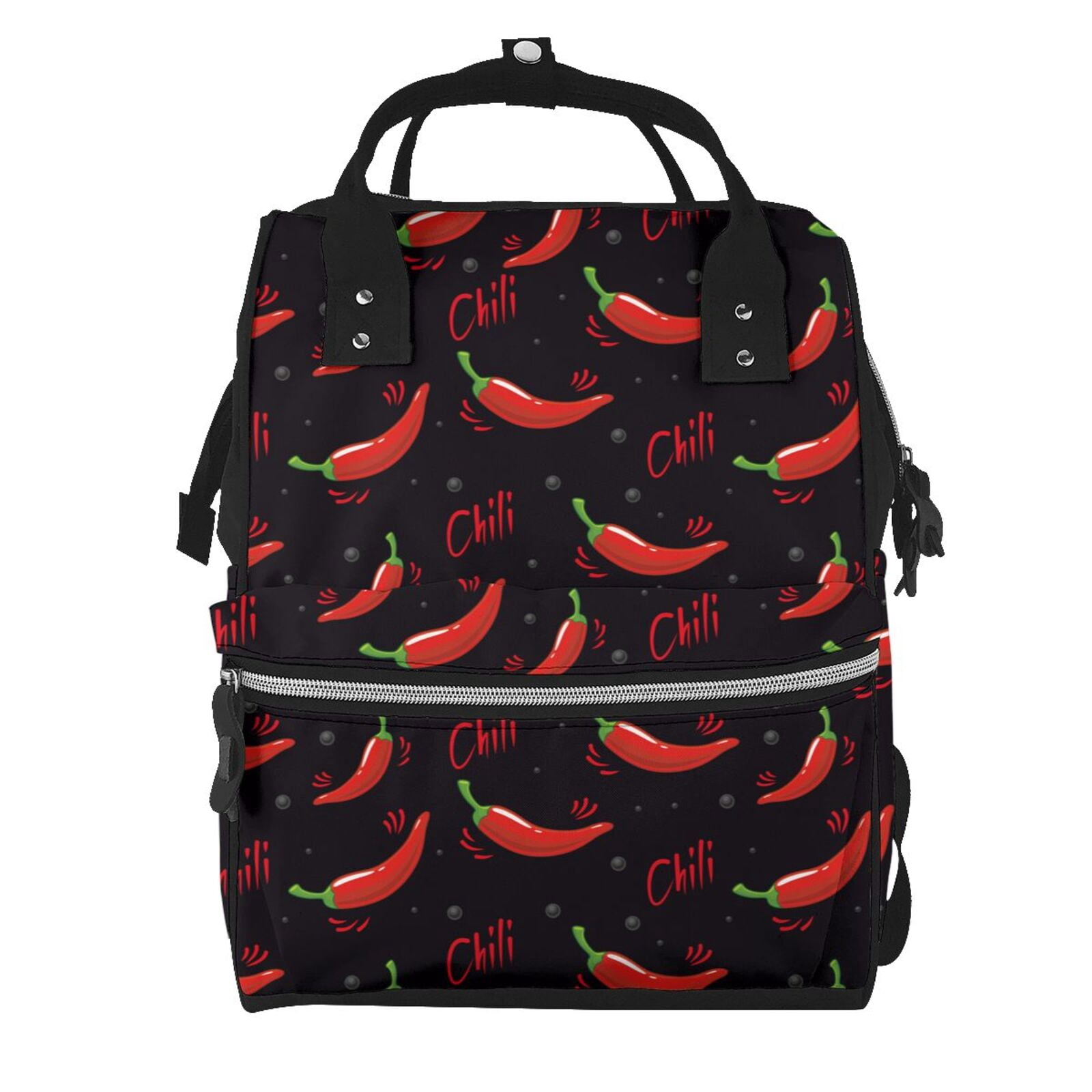 Ratiio Red Hot Chili Mummy Backpack - Waterproof Twill Canvas, Large Capacity Diaper Bag with Multiple Pockets and Adjustable Straps