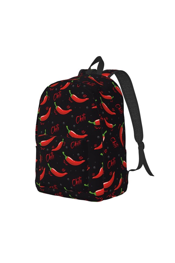 Red Hot Chili Print Canvas Backpack for Women & Men Retro Aesthetic Rucksack Basic Backpack for High School/College Students Travel Laptop Bag