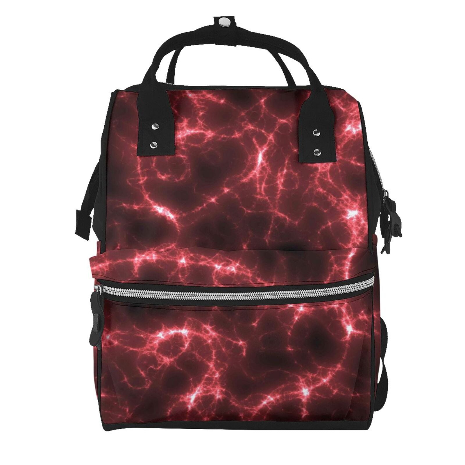 Ratiio Red Line Mummy Backpack - Waterproof Twill Canvas, Large Capacity Diaper Bag with Multiple Pockets and Adjustable Straps