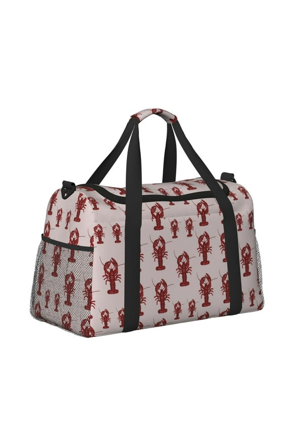 Red Lobster With Claws Pattern Hand Travel Bag, Weekender Carry On for Women Men, Sports Gym Bag, Workout Duffel Bag, Overnight Shoulder Bag fit 15.6 Inch Laptop