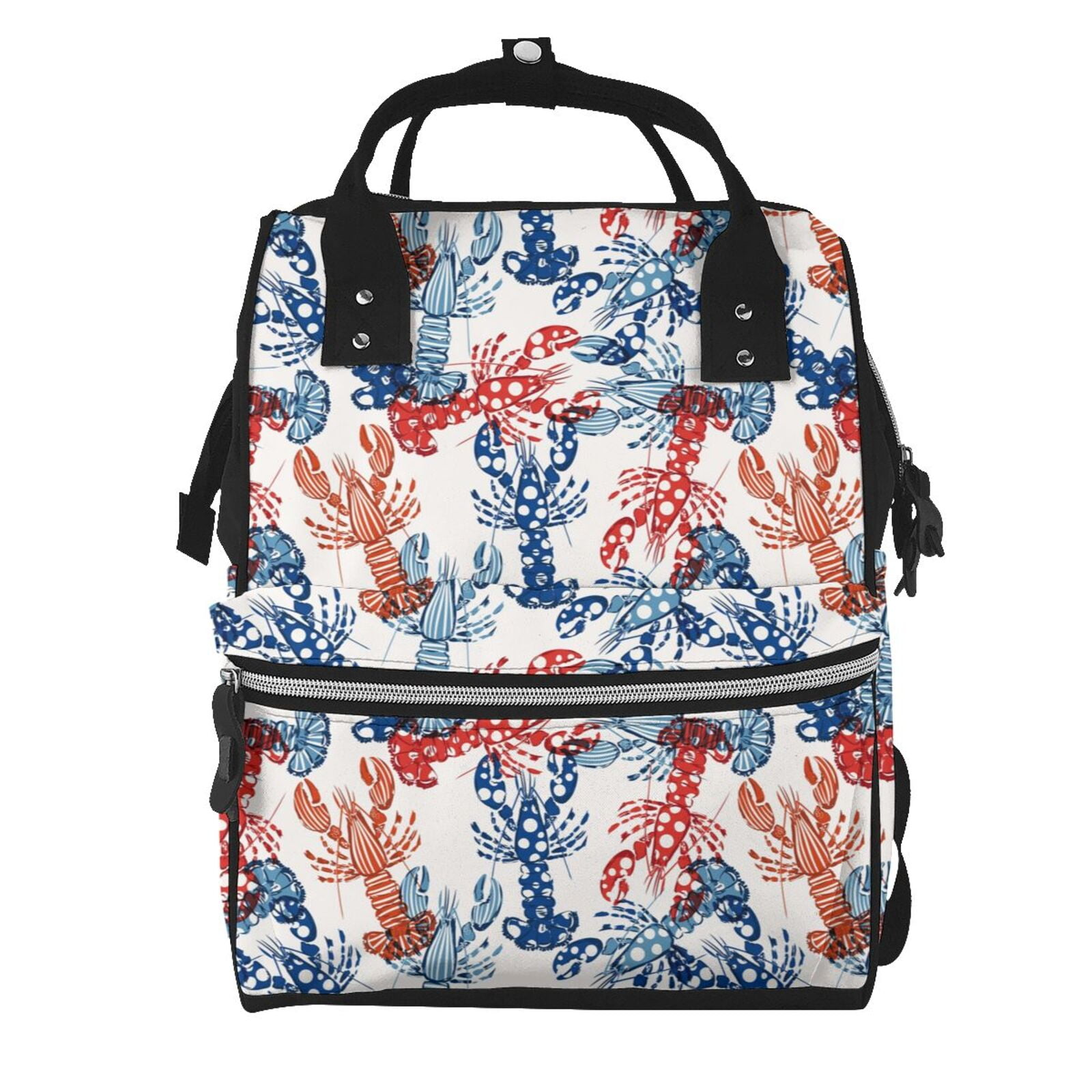 Ratiio Red Lobster Mummy Backpack - Waterproof Twill Canvas, Large Capacity Diaper Bag with Multiple Pockets and Adjustable Straps