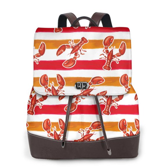 Ratiio Red Lobster Pattern Womens Backpack Purse Leather Backpack Purse for Women Travel Fashion Backpack Designer Ladies Shoulder Bags