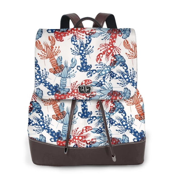 Ratiio Red Lobster Pattern Womens Backpack Purse Leather Backpack Purse for Women Travel Fashion Backpack Designer Ladies Shoulder Bags