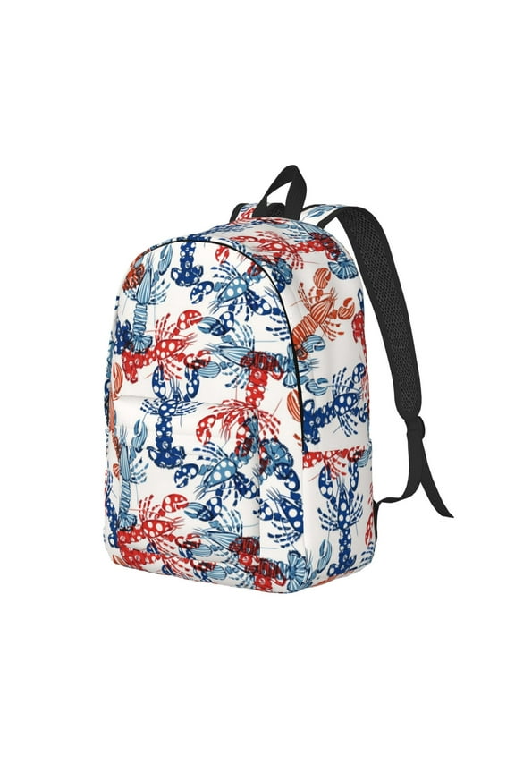 Red Lobster Print Canvas Backpack for Women & Men Retro Aesthetic Rucksack Basic Backpack for High School/College Students Travel Laptop Bag
