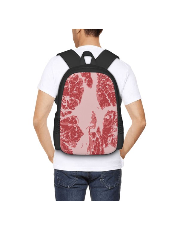 Red Meat Backpack for Men and Women - Durable 600D Oxford Cloth -Large Capacity, Water-Resistant School, Travel, and Hiking Bag