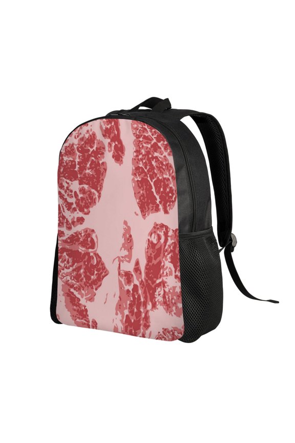 Red Meat Print Backpack with Padded 15-inch Laptop Sleeve- Spacious and Durable Daypack for Work and Travel