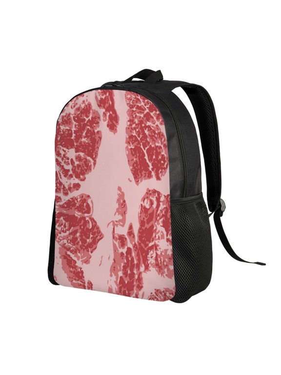 Red Meat Print Backpack with Padded 15-inch Laptop Sleeve- Spacious and Durable Daypack for Work and Travel