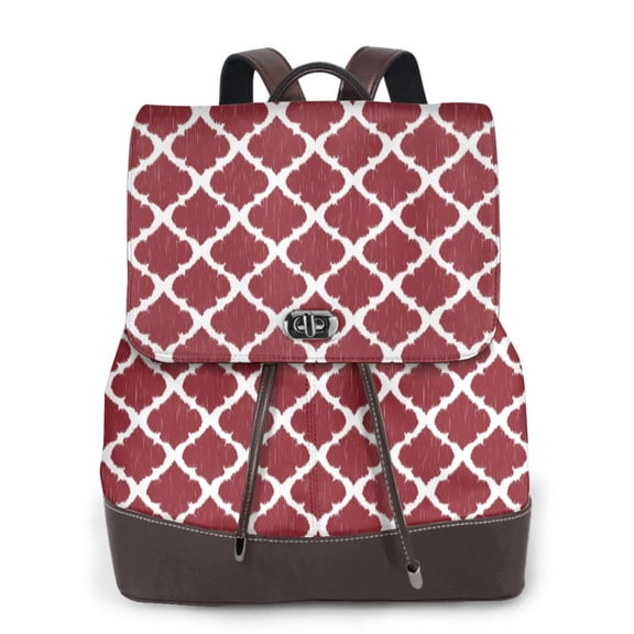 Ratiio Red Moroccan Pattern Womens Backpack Purse Leather Backpack Purse for Women Travel Fashion Backpack Designer Ladies Shoulder Bags