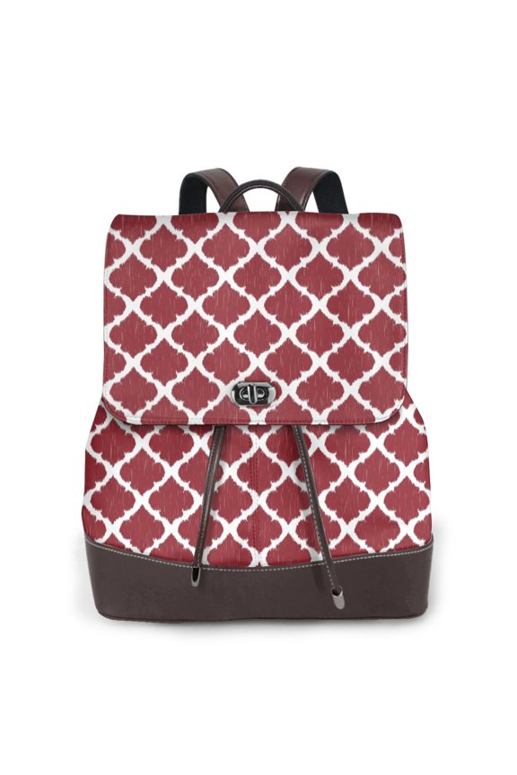 Red Moroccan Pattern Womens Backpack Purse Leather Backpack Purse for Women Travel Fashion Backpack Designer Ladies Shoulder Bags