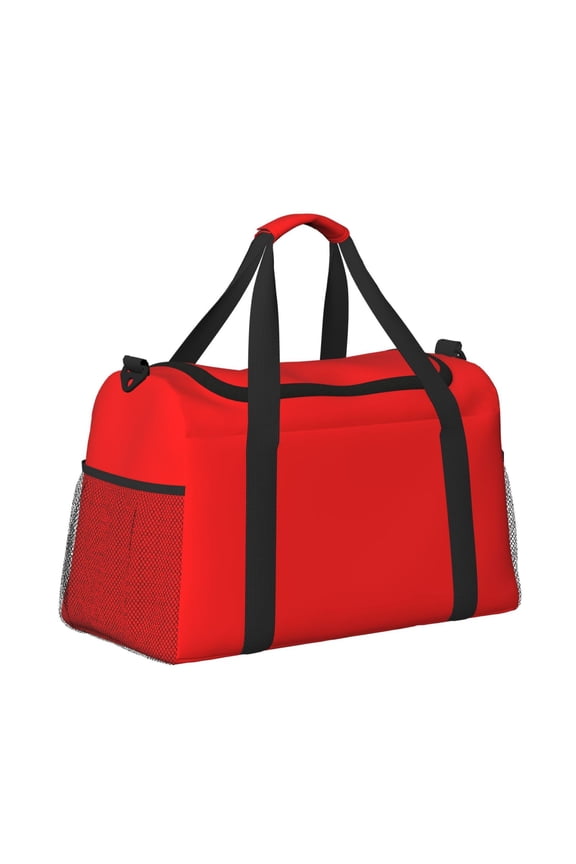 Red Pattern Hand Travel Bag, Weekender Carry On for Women Men, Sports Gym Bag, Workout Duffel Bag, Overnight Shoulder Bag fit 15.6 Inch Laptop