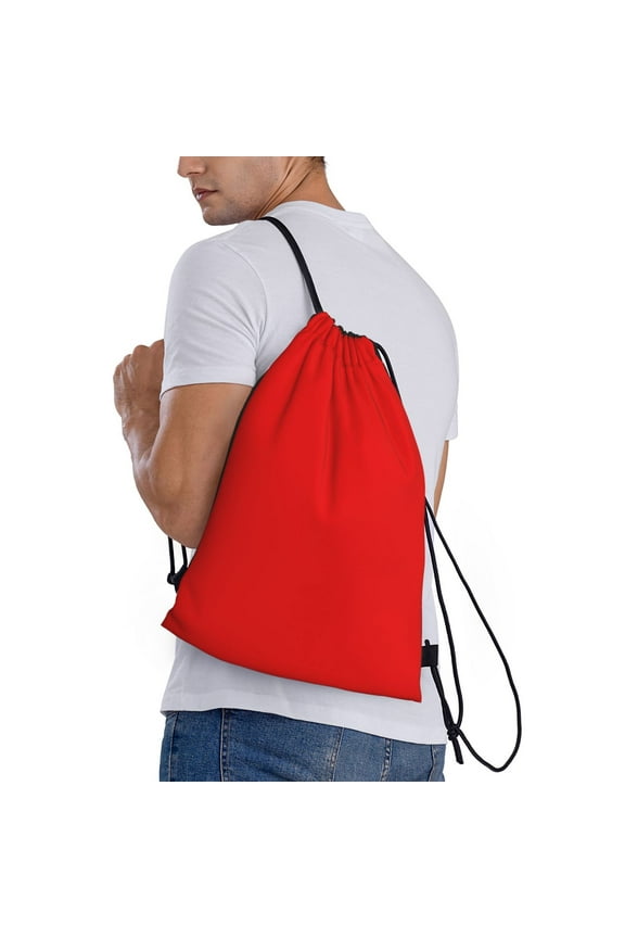 Red Print Drawstring Backpack Bag Sport Gym Sackpack Heavy Duty String Backpack for Men Women
