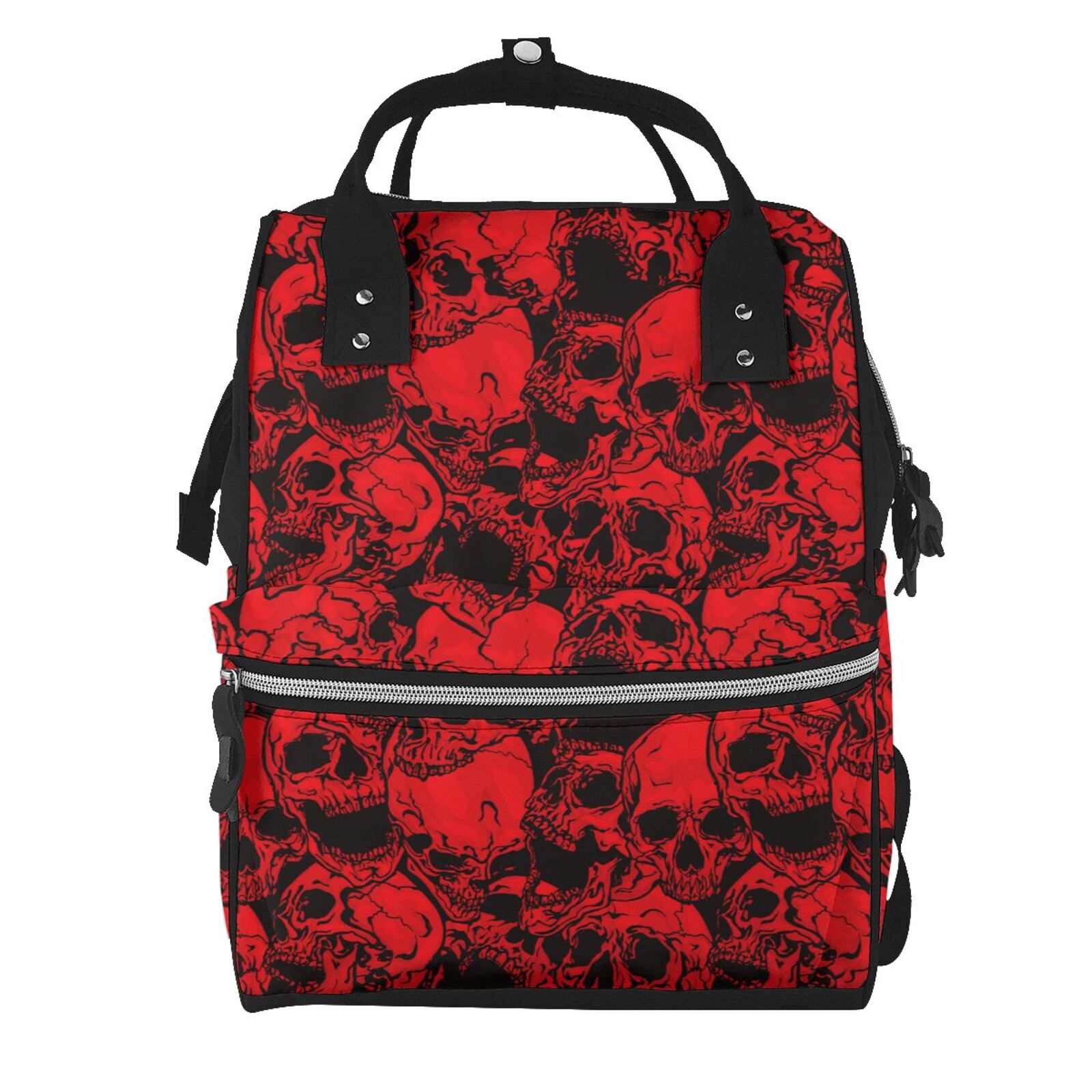 Ratiio Red Skulls 3 Mummy Backpack - Waterproof Twill Canvas, Large Capacity Diaper Bag with Multiple Pockets and Adjustable Straps