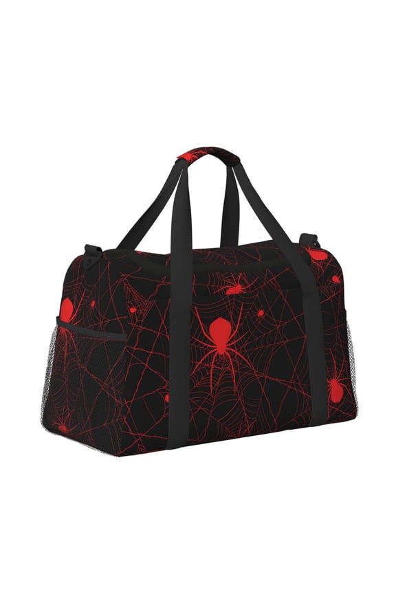 Red Spider On The Web Pattern Hand Travel Bag, Weekender Carry On for Women Men, Sports Gym Bag, Workout Duffel Bag, Overnight Shoulder Bag fit 15.6 Inch Laptop