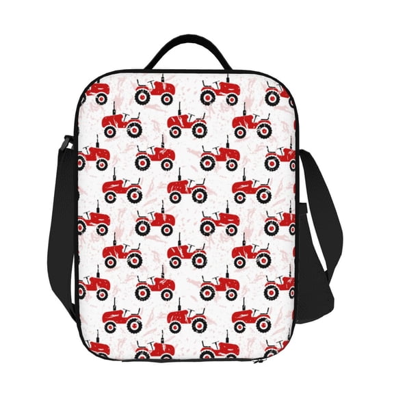 Ratiio Red Wheeled Tractors Print Lunch Box - Reusable Lunch Bag Men Adult Women- Insulated LunchBox