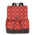 thumbnail image 1 of Ratiio Red White Snowflakes Pattern Womens Backpack Purse Leather Backpack Purse for Women Travel Fashion Backpack Designer Ladies Shoulder Bags, 1 of 4