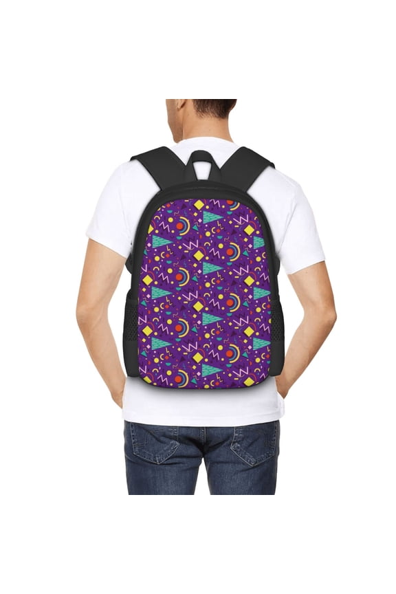 Retro 80s Style Backpack for Men and Women - Durable 600D Oxford Cloth -Large Capacity, Water-Resistant School, Travel, and Hiking Bag